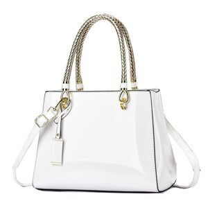 8789 Patent Leather Handbag Shiny Shoulder Bag Large Top-Handle Satchel